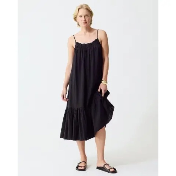 💵 J CREW Ruffle Beach Dress in Airy Gauze | Black - Picture 13 of 13